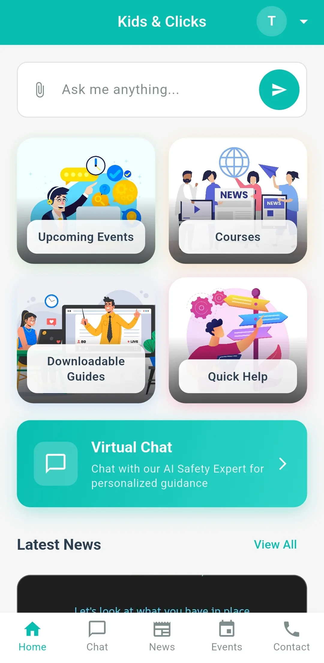 Screenshot of parent portal